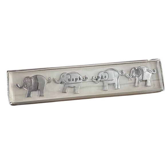 Pier 1 Imports Other - Pier 1 Imports 4 Nickel Plated Elephant Shaped Napkin Rings